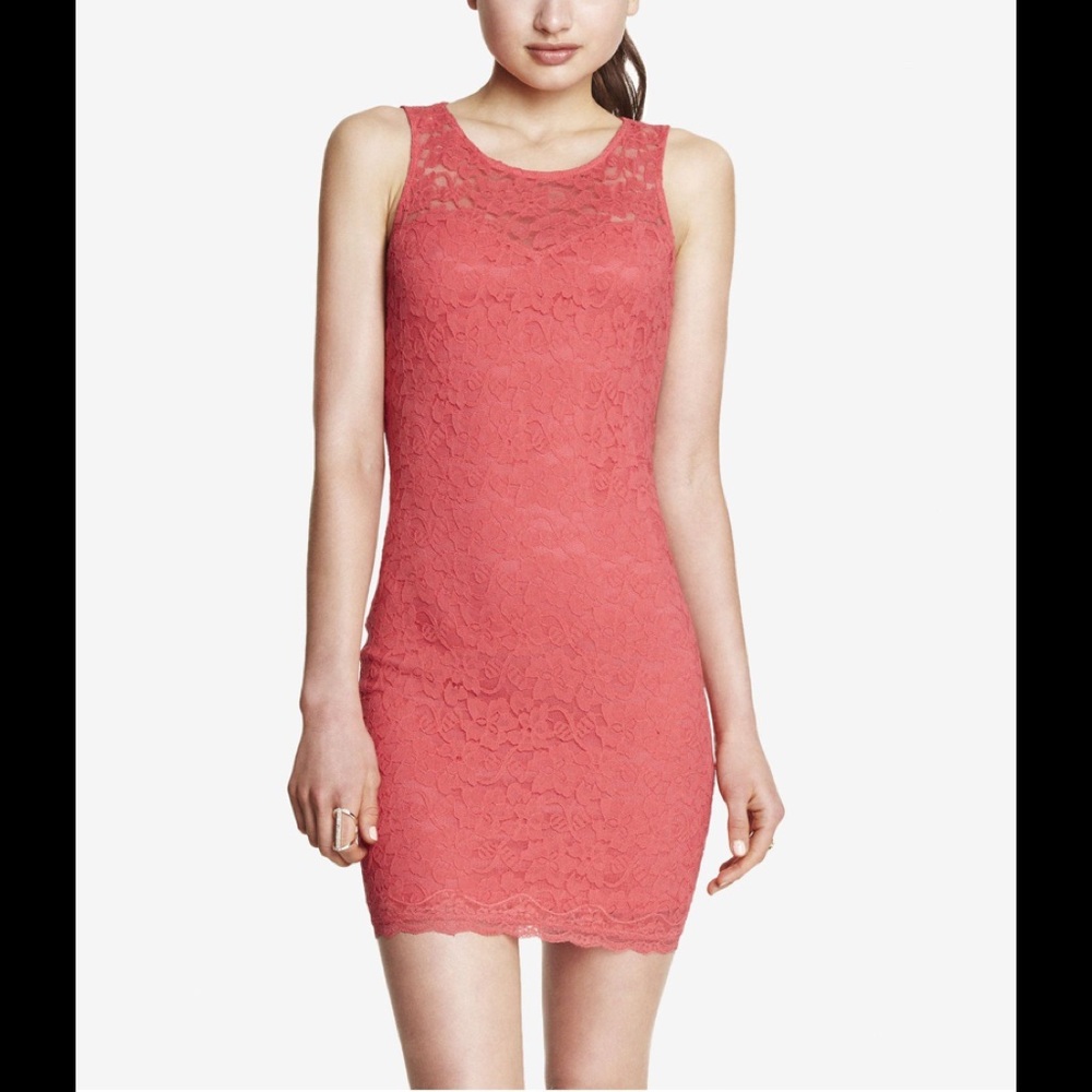 Express Pink Lace Sleeveless Open Back Dress NWT